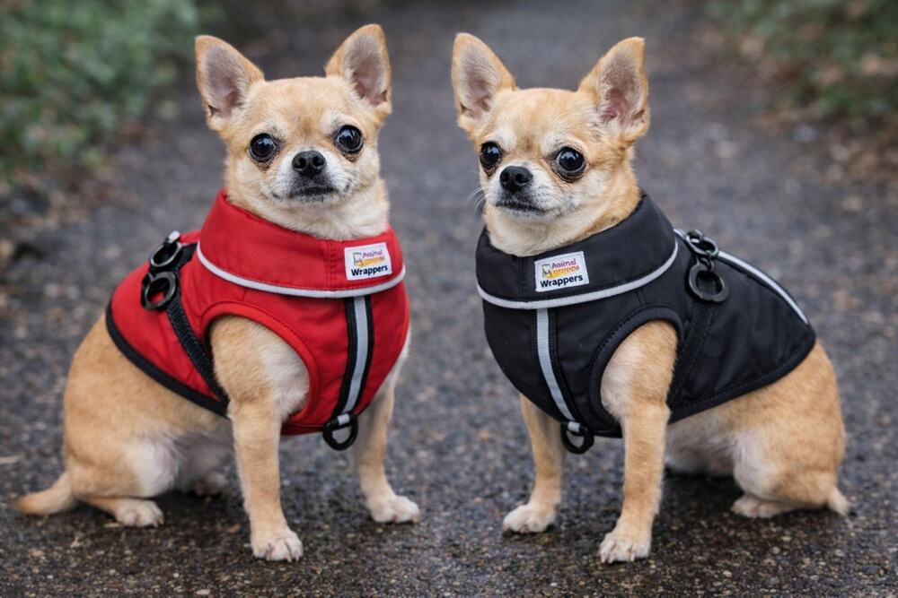 Animal Wrappers Dog Coat Lot of Two Size Small Red and Black Reflective Puppy
